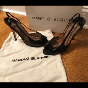 Manolo Blahnik Albita Black Sandals